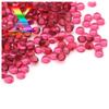Precio de fábrica mayoreo redondo base plana liso rojo rígido vidrio Piedra Rosa rojo anillo sintético transparente piedra de vidrio