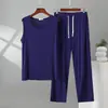 Conjunto de Dos Piezas Casual Transpirable para Hombre, Chaleco Delgado de Modal de Verano con Cuello Redondo y Pantalones con Cordón, Ropa de Casa