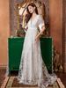 Novo Vestido Retrô Francês Longo Slim de Malha com Decote em V, Acessível, de Luxo Elegante, Sem Costas e com Cauda Pequena