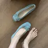 Zapatos de Tacón Grueso para Combinar con Faldas, Elegantes Zapatos de Mujer, Nuevos Zapatos de Salón Azules Estilo Francés con Lazo para Primavera/Verano 2026