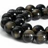 Ventas Directas de Fábrica Piedra Natural Obsidiana Dorada Cuentas Redondas Cuentas de Obsidiana Accesorios de Joyería DIY Cuentas de Transferencia Semiterminadas