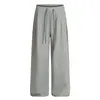 Pantalones de Chándal Casuales para Hombre C931 Otoño e Invierno Retro Americano Unisex de Gama Alta Diseño de Color Sólido Sueltos de Pierna Ancha