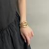 Pulsera Abierta Ancha Hueca Estilo Ins Europeo y Americano para Mujer Dorada Minimalista Nicho Metal Glaseado Corrugado Irregular