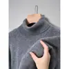 Comercio exterior transfronterizo al por mayor suéter de cuello alto para hombre otoño e invierno engrosado cálido color liso casual punto base para mediana edad