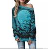 Comercio Exterior Estilo Caliente de Amazon 20.23 millones Serie de Santa Sudadera de Manga Larga Sexy con Estampado 3D para Mujer con Hombros Descubiertos