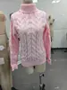 Suéter de Tricô de Gola Alta Novo Estilo Outono e Inverno para Mulheres, Suéter de Cashmere de Tricô Solto da Moda, Camada Base, Peça Única Atacado