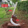 Hoz de Acero al Manganeso, Cuchillo para Cortar Césped al Aire Libre, Cuchillo Curvo de Acero Completo con Mango Largo Agrícola, Hoz Pequeña para Pesca y Deshierbe Doméstico, Venta Directa de Fábrica