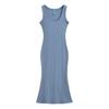 Vestido tipo chaleco sin mangas con cuello redondo para chica americana, novedad de verano 2024, vestido de cola de pez elástico y adelgazante para mujer