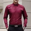 Camisa Blanca de Manga Larga Ajustada para Hombre para Primavera y Otoño, Camisa de Manga Corta de Negocios Moderna Estilo Coreano, Versátil de Color Sólido, Elegante