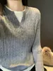 Blusa de Tricô Falsa Duas Peças em Lã de Cordeiro Awencoa Feminina Outono/Inverno Novo Design Base de Costela Elástica