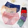 Roupa interior feminina francesa sem costura de renda elástica alça fina bainha de renda oca grande roupa interior confortável para as mulheres