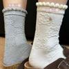 Calcetines de encaje hasta la pantorrilla de gatito lindo estilo japonés para primavera y otoño, nuevos, versátiles, transpirables, para usar con zapatos Birkenstock, calcetines de estudiante