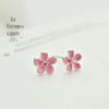 Brincos de flores estilo coreano S925 femininos, doces, frescos, fofos, rosa, flor de pêssego, brincos, namoradas, estudantes, joias de orelha
