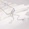 Collar de Borla de Perlas con Intervalos de Lazo Cadena de Clavícula Versátil de Verano Lujo Ligero Joyería de Gama Alta