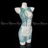 Bata Lencería con Diseño Hueco, Vestido de Malla Transparente, Entrepierna Abierta, Desgarrable, Provocativo Sexy, Ropa de Dormir sin Quitar, Tentador para Mujeres 7830