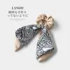 Elástico de Cabelo com Laço de Cetim Estampado Estilo Francês, Rabo de Cavalo Baixo Elegante, Coque Lateral, Acessório de Cabelo Estilo Relaxado