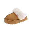 Pantuflas Cerradas de Piel con Suela Gruesa Estilo Francés para Mujer, Nuevo Modelo 2026, Cómodos Zapatos de Algodón para Nieve de Otoño e Invierno que Aumentan la Altura
