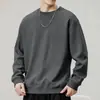 Sudadera para hombre, nuevo estilo primavera y otoño, cuello redondo, corte holgado, engrosada, top tipo jersey sin capucha, chaqueta de manga larga para hombre, versátil
