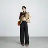 Nuevos pantalones rectos suaves de acetato y lana para otoño e invierno, versátiles y adelgazantes, pantalones largos sofisticados, pantalones casuales y cómodos para mujer