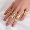 Conjunto Europeu e Americano Transfronteiriço Simples Recortado Irregular Anel Curvado Conjunto de Quatro Peças com Conjunto de Anéis Abertos Brilhantes