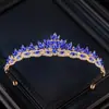 Suministro Directo de Fábrica Cristal Ojo de Caballo Hoja Corona de Novia Aleación Coreana Tocado de Pasarela Corona para Vestido de Novia Venta al por Mayor