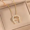 Collar de Acero Inoxidable 18K Transfronterizo Joyería Moda Europea y Americana Ins Cadena para Clavícula de Acero de Titanio Collar con Colgante que No se Desvanece para Mujeres