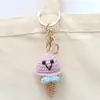 Pingentes de Boneca Crochê Feitos à Mão, Enfeites de Sorvete Crochê com Lã, Pingentes de Chaveiro Tricotados, Acessórios para Bolsa