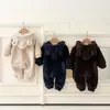 Mono de Peluche de Invierno para Bebé Mono Grueso Caliente para Bebé con Capucha de Orejas de Oso Traje para Gatear Niños Niñas Suave