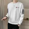Moletom masculino, novo modelo primavera e outono 2025, gola redonda, corte solto, blusa de outono sem capuz, jaqueta de manga comprida para adolescentes