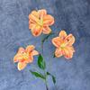 Simulação 3 cabeça Hemerocallis lírio impressão 3D lírio casamento decoração para casa layout transfronteiriço falso flor ornamentos atacado