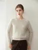 Suéter gola redonda ombro raglã 100% cashmere outono e inverno para mulheres, pulôver solto e casual, suéter base espesso e quente