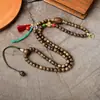 Corrente de Suéter de Sândalo Verde Madeira Wengê Amuleto Budista Pingente de Âmbar Cristalino Jade Cordão Ornamento de Estilo Étnico Cordão de Corrente de Contas