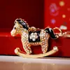 Llavero de Coche Estilo Chino Colgante para Bolso de Mujer Anillo de Llave Zodiaco Atrae Fortuna Caballo Accesorio para Coche