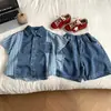 Conjunto de Verano para Niños 2026 Estilo Nuevo Conjunto de Shorts de Manga Corta de Verano para Niños Pequeños, Delgado y Elegante Mezclilla Moderno Fresco