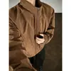 Jaqueta de Couro PU Tie-Dye Americana Masculina Moda Outono Patchwork Canelado Estilo Motociclista Jaqueta de Couro Jaqueta Baseball