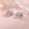 Pinzas para Orejas Azules Anchas con Diamantes Completos, Tendencia en Tiktok, Frescas y Elegantes Brazaletes para Oreja de Circonita Azul Klein Sin Perforación