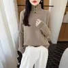 Suéter tejido de punto casual para mujer, 100% lana pura, cuello alto, corte holgado, elegante, grueso, cálido, capa base, modelo nuevo