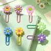 Porta marcapáginas de papel PVC con diseños de plantas y flores frescas, clips de colores creativos para papelería de oficina y estudiantil