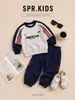 Conjunto de Sudadera con Cuello Redondo y Bloques de Color para Niños 2026 Nuevas Llegadas de Otoño para Niños Pequeños y Niños Pequeños Conjunto de Dos Piezas de Pantalones Jogger Estilo Primavera/Otoño Moderno