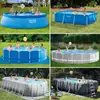 Piscina de Armazón Rectangular Intex Piscina Familiar para Adultos Piscina Grande al Aire Libre Piscina Infantil Piscina Inflable