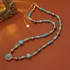 Pulsera de Perla de Agua Dulce Irregular Azul Verdoso Pavo Real Piedra Verde Mejorada Pulsera Exquisita de Nicho Joyería de Mano Apilable de Verano