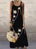 Vestido Largo de Verano 2026 Nuevo Amazon Transfronterizo Talla Grande para Mujer de Corte Holgado con Estampado Geométrico de Lunares y Doble Tirante