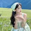 Nuevo Pañuelo Triangular de Encaje Blanco Estilo Pastoral para Mujer, Pañuelo Delgado de Playa de Verano, Cuadrado para Cubrir el Cabello Estilo Francés, Accesorio para el Cabello
