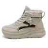 28336 Zapatos de Algodón para Mujer 2026 Invierno Nuevos de Moda Versátiles Zapatos de Papá Suela Gruesa Forro de Felpa Tenis Blancos