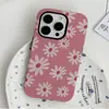 Funda Protectora Anticaídas de Doble Capa para iPhone 16 Pro Max, Estilo Japonés y Coreano, Creativa, Sencilla, Flor Rosa