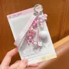 Colgante de Cadena para Teléfono Móvil con Perlas y Bola de Pelo Hecho a Mano DIY Lindo Colgante de Llavero de Coche Ins Accesorios de Muñeca para Bolso