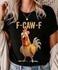 Camiseta de Algodón Europea Transfronteriza F-Caw-F Pollo Interesante Humor para Adultos Gallo Camiseta de Algodón para Mujer Casual Manga Corta