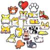 Cachorro Shiba Inu de desenho animado fofo sapatos decorativos flor desenho animado sapatos com furos acessórios diy fivela plástico macio PVC fivela de sapato epóxi