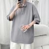 Ice Silk Quick-drying Polo Collar Camiseta de manga curta Estilo Americano Estilo Americano Retrô Meio Zíper 7 Sete mangas Loose Meia manga Top