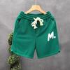 Bermudas casuales holgadas de sarga estilo coreano para pareja Verano 2025 Patrón de letras Pantalones de cinco puntos Pantalones rectos combinables